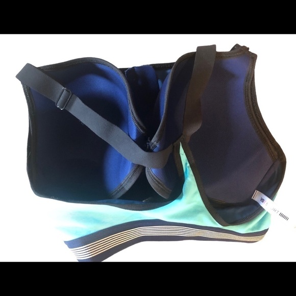 VS/VSX Wireless Sports Bra Aqua Sz. 34DD Supportive Yoga Exercise Stay Dry - Picture 2 of 6